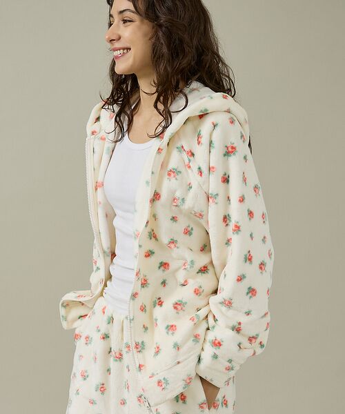 Rouge vif la cle/ルージュ・ヴィフ ラクレ 【JEMORGAN / ジェーイーモーガン】フリース花柄フルジップパーカー/JF ピンク F