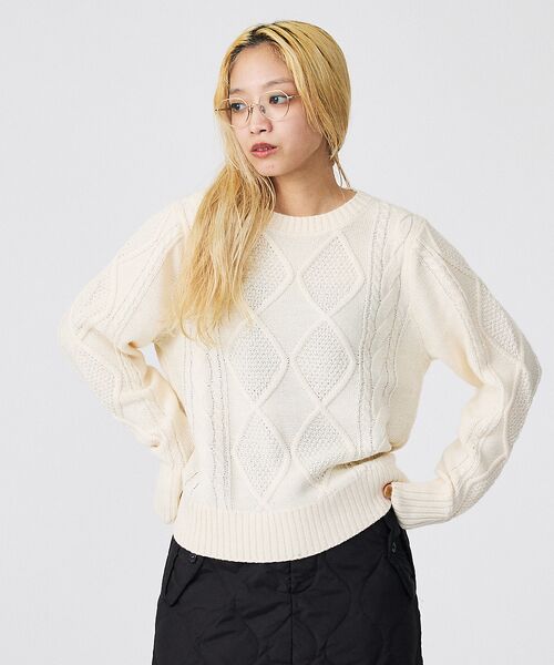 Rouge vif la cle / ルージュ・ヴィフ ラクレ ニット・セーター | 【Le Melange/ル・メランジュ】ナンバリングケーブルニットプルオーバー | 詳細1