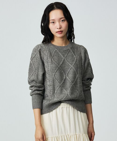 Rouge vif la cle / ルージュ・ヴィフ ラクレ ニット・セーター | 【Le Melange/ル・メランジュ】ナンバリングケーブルニットプルオーバー | 詳細6