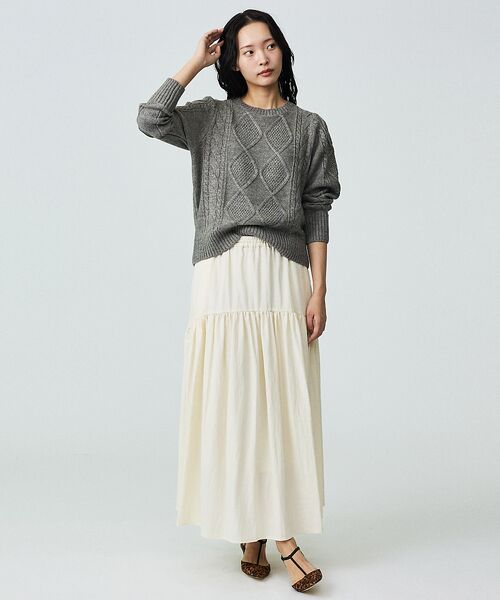 Rouge vif la cle / ルージュ・ヴィフ ラクレ ロング・マキシ丈スカート | 【Le Melange/ル・メランジュ】テンセルナイロンツイルスカート / セッ | 詳細3