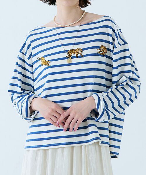 Rouge vif la cle / ルージュ・ヴィフ ラクレ Tシャツ | 【JOHNBULL/ジョンブル】タイガー刺繍プルオーバー / バスクシャツ /（ブルー）