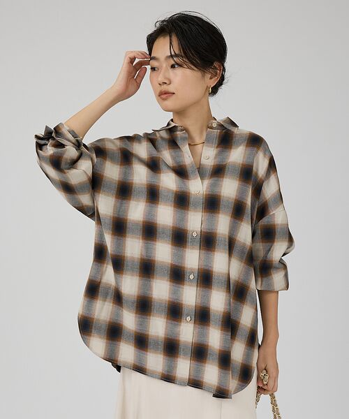 Rouge vif la cle / ルージュ・ヴィフ ラクレ シャツ・ブラウス | オンブレーチェックオーバーシャツ | 詳細1