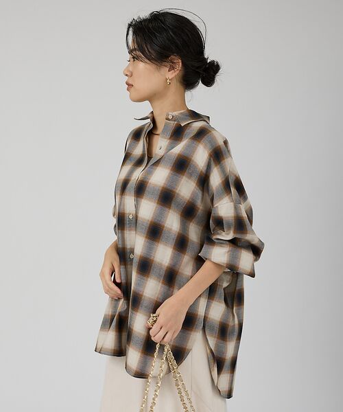 Rouge vif la cle / ルージュ・ヴィフ ラクレ シャツ・ブラウス | オンブレーチェックオーバーシャツ | 詳細2