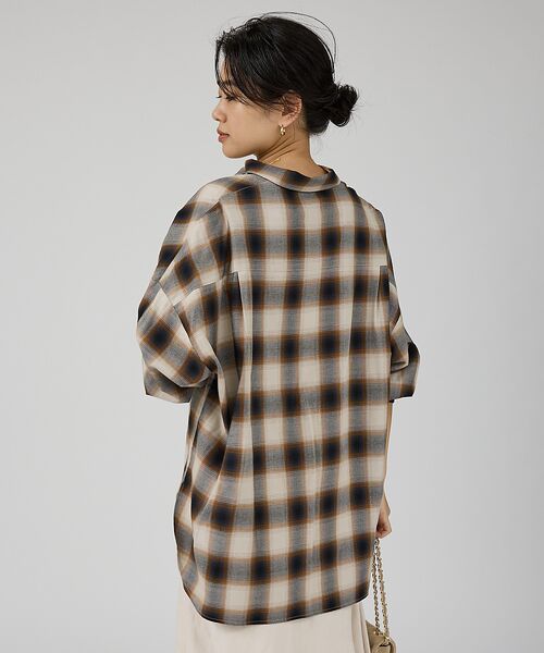 Rouge vif la cle / ルージュ・ヴィフ ラクレ シャツ・ブラウス | オンブレーチェックオーバーシャツ | 詳細3