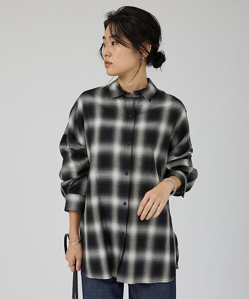 Rouge vif la cle / ルージュ・ヴィフ ラクレ シャツ・ブラウス | オンブレーチェックオーバーシャツ | 詳細13