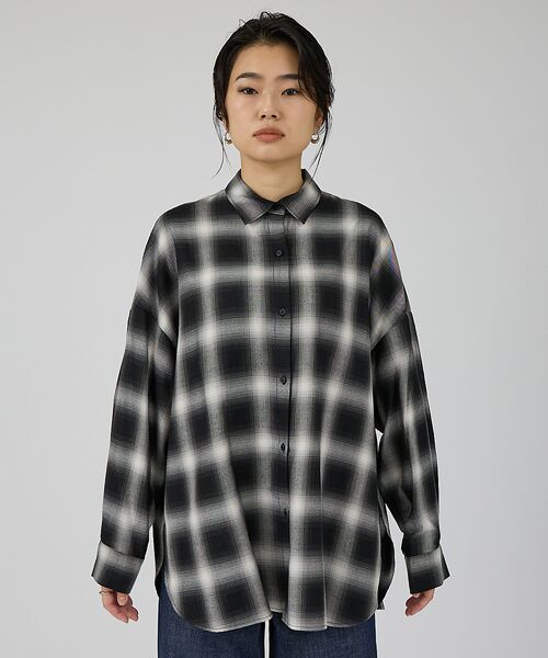 Rouge vif la cle / ルージュ・ヴィフ ラクレ シャツ・ブラウス | オンブレーチェックオーバーシャツ | 詳細20