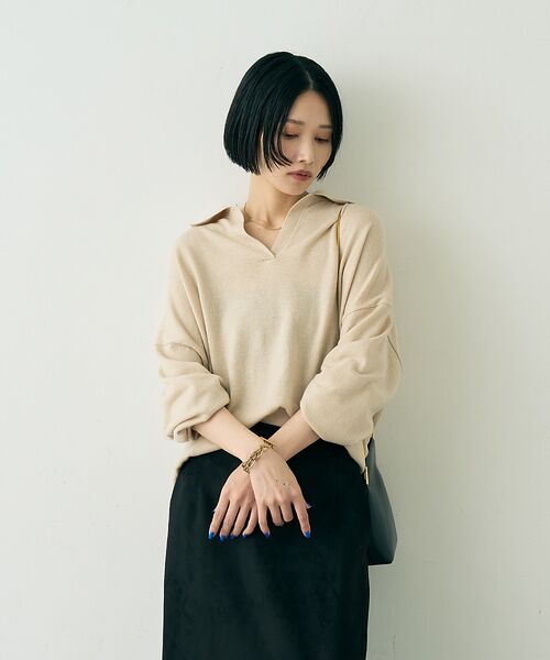 Rouge vif la cle / ルージュ・ヴィフ ラクレ ニット・セーター | カシミヤ混ウール襟付きスキッパーニット【予約】 | 詳細1