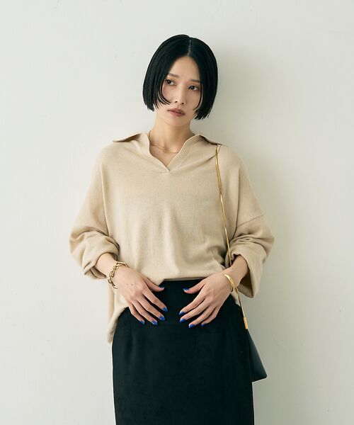 Rouge vif la cle / ルージュ・ヴィフ ラクレ ニット・セーター | カシミヤ混ウール襟付きスキッパーニット【予約】 | 詳細2