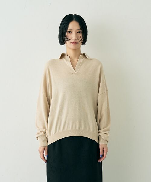 Rouge vif la cle / ルージュ・ヴィフ ラクレ ニット・セーター | カシミヤ混ウール襟付きスキッパーニット【予約】 | 詳細8