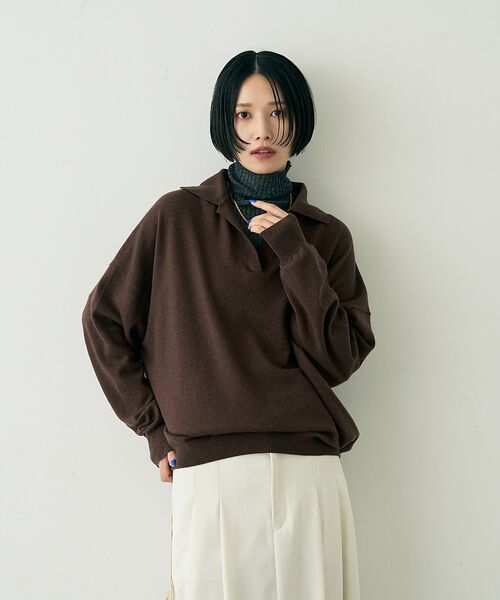 Rouge vif la cle / ルージュ・ヴィフ ラクレ ニット・セーター | カシミヤ混ウール襟付きスキッパーニット【予約】 | 詳細22