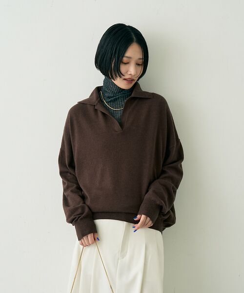 Rouge vif la cle / ルージュ・ヴィフ ラクレ ニット・セーター | カシミヤ混ウール襟付きスキッパーニット【予約】 | 詳細23