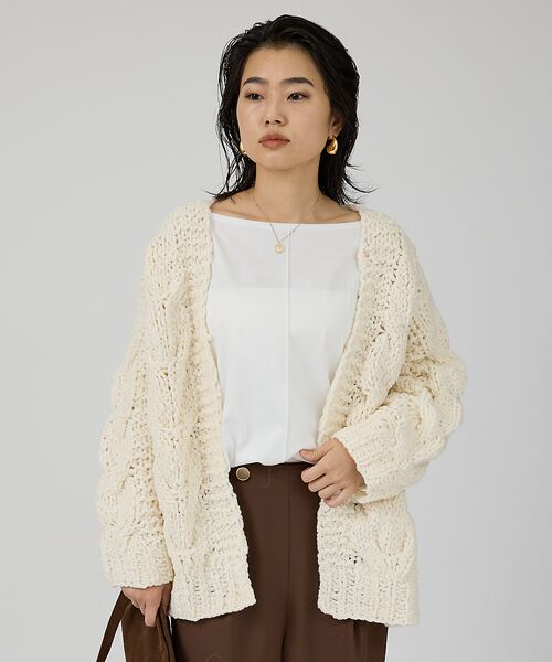 Rouge vif la cle / ルージュ・ヴィフ ラクレ カーディガン・ボレロ | 【IRONING/アイロニング】cable rough cd ケーブルカーディガ | 詳細1
