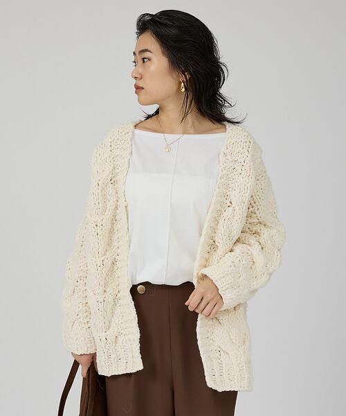 Rouge vif la cle / ルージュ・ヴィフ ラクレ カーディガン・ボレロ | 【IRONING/アイロニング】cable rough cd ケーブルカーディガ | 詳細2