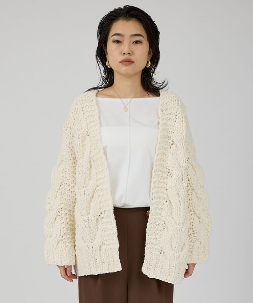 Rouge vif la cle / ルージュ・ヴィフ ラクレ カーディガン・ボレロ | 【IRONING/アイロニング】cable rough cd ケーブルカーディガ | 詳細9