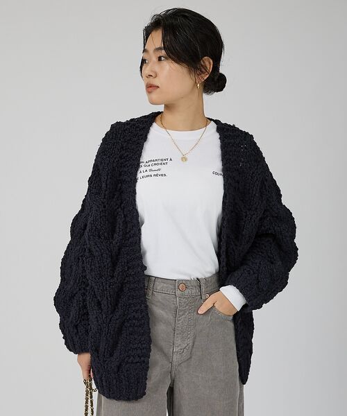 Rouge vif la cle / ルージュ・ヴィフ ラクレ カーディガン・ボレロ | 【IRONING/アイロニング】cable rough cd ケーブルカーディガ | 詳細15