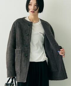 Rouge vif la cle / ルージュ・ヴィフ ラクレ アウター | 【2サイズ展開】2WAYスウェードリバーシブルボアコート / ノーカラーコート