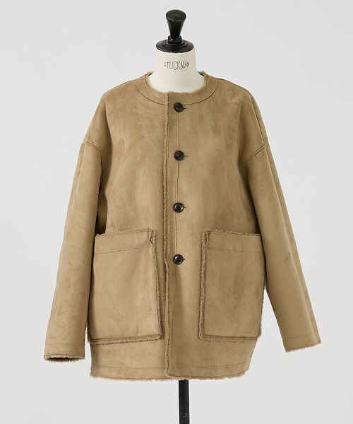 Rouge vif la cle / ルージュ・ヴィフ ラクレ アウター | 【2サイズ展開】2WAYスウェードリバーシブルボアコート / ノーカラーコート | 詳細14