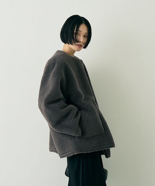 Rouge vif la cle / ルージュ・ヴィフ ラクレ アウター | 【2サイズ展開】2WAYスウェードリバーシブルボアコート / ノーカラーコート | 詳細23