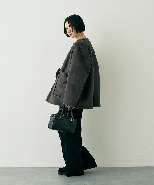 Rouge vif la cle / ルージュ・ヴィフ ラクレ アウター | 【2サイズ展開】2WAYスウェードリバーシブルボアコート / ノーカラーコート | 詳細25