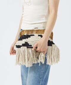 Rouge vif la cle / ルージュ・ヴィフ ラクレ クラッチ・パーティバッグ | 【Swaraj/スワラージ】ラタンフレームクラッチバッグ / フリンジ / チェ