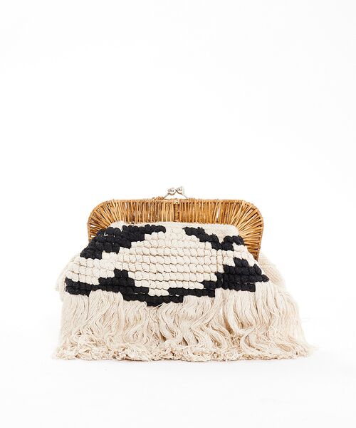 Rouge vif la cle / ルージュ・ヴィフ ラクレ クラッチ・パーティバッグ | 【Swaraj/スワラージ】ラタンフレームクラッチバッグ / フリンジ / チェ | 詳細4