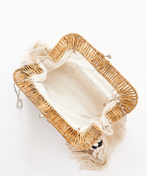 Rouge vif la cle / ルージュ・ヴィフ ラクレ クラッチ・パーティバッグ | 【Swaraj/スワラージ】ラタンフレームクラッチバッグ / フリンジ / チェ | 詳細9