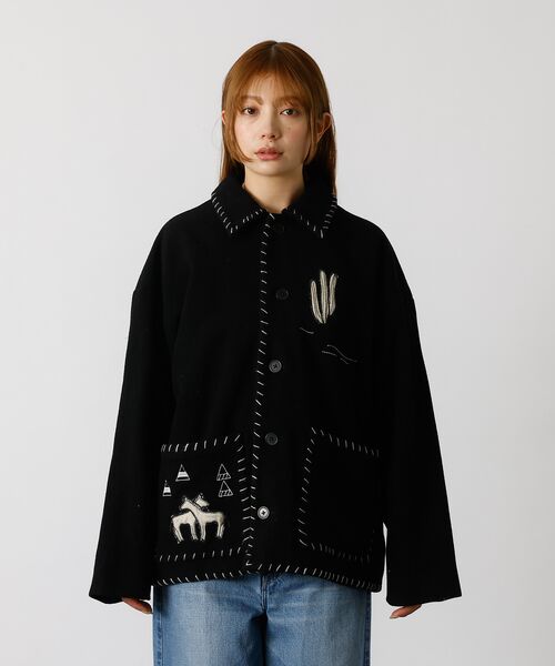 Rouge vif la cle / ルージュ・ヴィフ ラクレ テーラードジャケット | 【Le Melange/ル・メランジュ】パッチワーク刺繍ステンカラー / メキシ | 詳細13