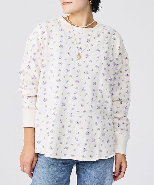 Rouge vif la cle/ルージュ・ヴィフ ラクレ 【JEMORGAN / ジェーイーモーガン】ガーゼ裏毛 花柄クルースウェット/J ホワイト系その他3 F