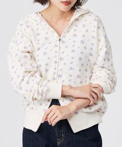 Rouge vif la cle / ルージュ・ヴィフ ラクレ パーカー | 【JEMORGAN/ジェーイーモーガン】ガーゼ裏毛花柄フルジップパーカー/JF6