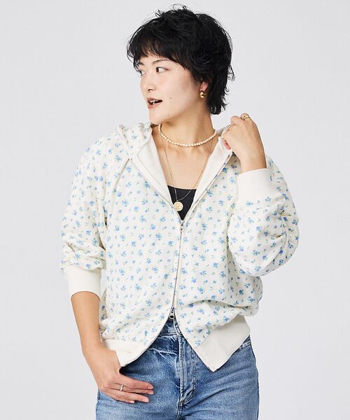 Rouge vif la cle / ルージュ・ヴィフ ラクレ パーカー | 【JEMORGAN/ジェーイーモーガン】ガーゼ裏毛花柄フルジップパーカー/JF6 | 詳細14