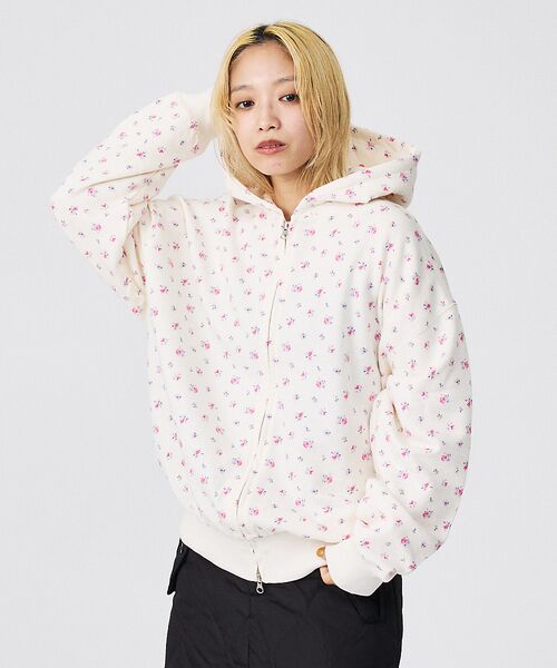 Rouge vif la cle / ルージュ・ヴィフ ラクレ パーカー | 【JEMORGAN/ジェーイーモーガン】ガーゼ裏毛花柄フルジップパーカー/JF6 | 詳細18