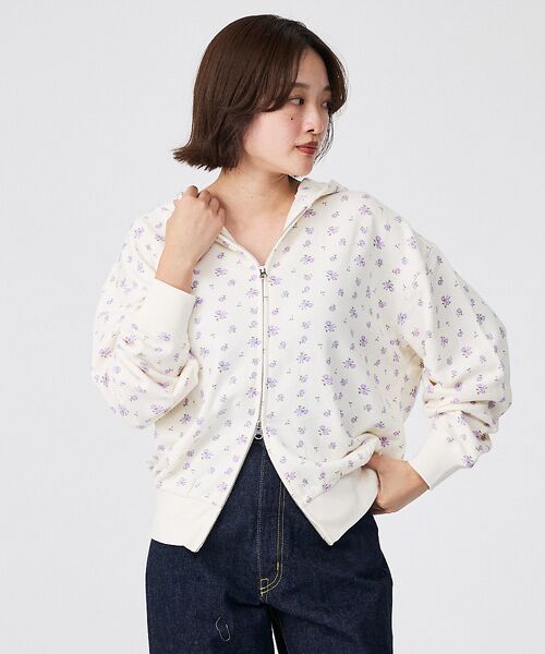 Rouge vif la cle / ルージュ・ヴィフ ラクレ パーカー | 【JEMORGAN/ジェーイーモーガン】ガーゼ裏毛花柄フルジップパーカー/JF6 | 詳細21
