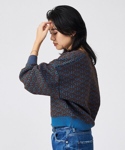 Rouge vif la cle / ルージュ・ヴィフ ラクレ カーディガン・ボレロ | 【Le Melange/ル・メランジュ】ジャガードVネックカーディガン / 幾何 | 詳細2