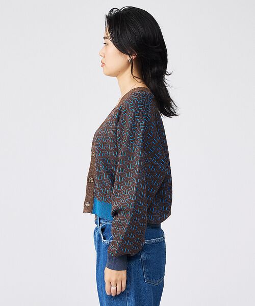 Rouge vif la cle / ルージュ・ヴィフ ラクレ カーディガン・ボレロ | 【Le Melange/ル・メランジュ】ジャガードVネックカーディガン / 幾何 | 詳細5