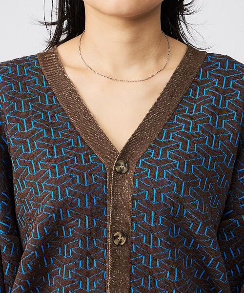 Rouge vif la cle / ルージュ・ヴィフ ラクレ カーディガン・ボレロ | 【Le Melange/ル・メランジュ】ジャガードVネックカーディガン / 幾何 | 詳細7