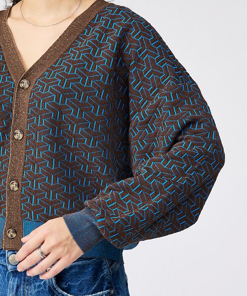 Rouge vif la cle / ルージュ・ヴィフ ラクレ カーディガン・ボレロ | 【Le Melange/ル・メランジュ】ジャガードVネックカーディガン / 幾何 | 詳細8