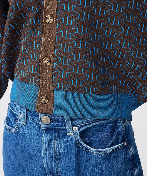 Rouge vif la cle / ルージュ・ヴィフ ラクレ カーディガン・ボレロ | 【Le Melange/ル・メランジュ】ジャガードVネックカーディガン / 幾何 | 詳細9