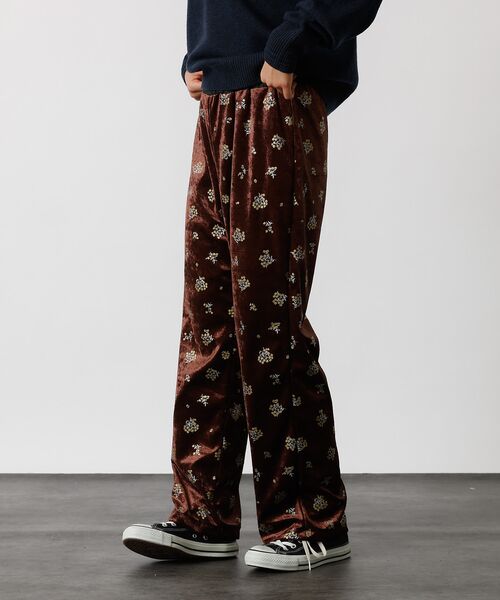 Rouge vif la cle / ルージュ・ヴィフ ラクレ パンツ | 【Le Melange/ル・メランジュ】花柄ベロアパンツ/#8551502/花柄 | 詳細1