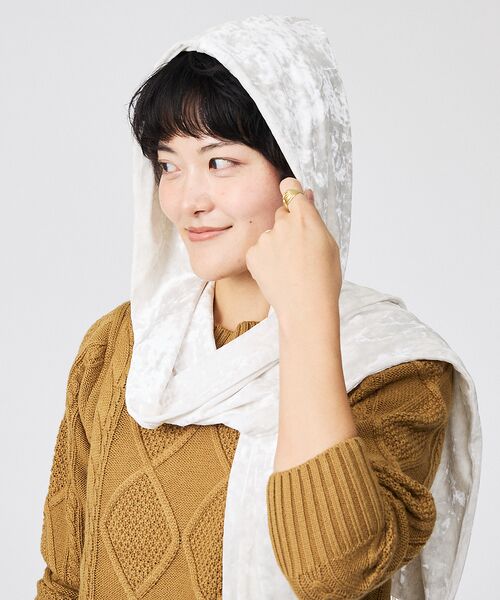 Rouge vif la cle / ルージュ・ヴィフ ラクレ マフラー・ショール・スヌード・ストール | 【Keena/キーナ】ベルベットマフラー/マフラー/ベルベット/お出かけ【WEB | 詳細1