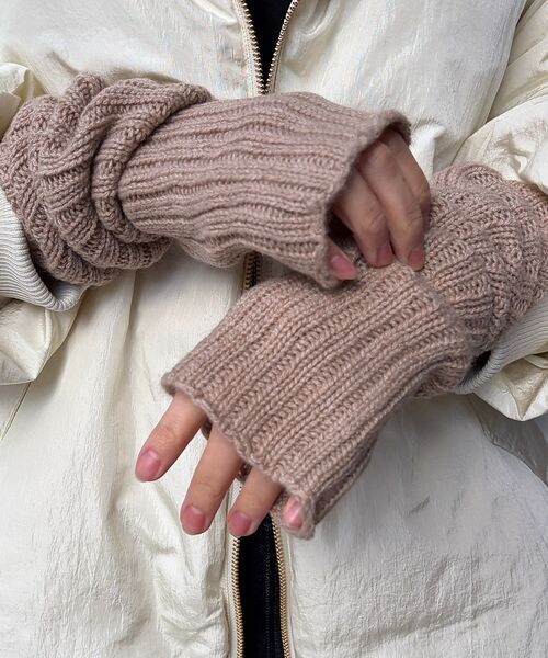 Rouge vif la cle / ルージュ・ヴィフ ラクレ 手袋 | 【WILLIAM BRUNTON/ウィリアム ブラントン】リブロングリストウォー（ダークベージュ）