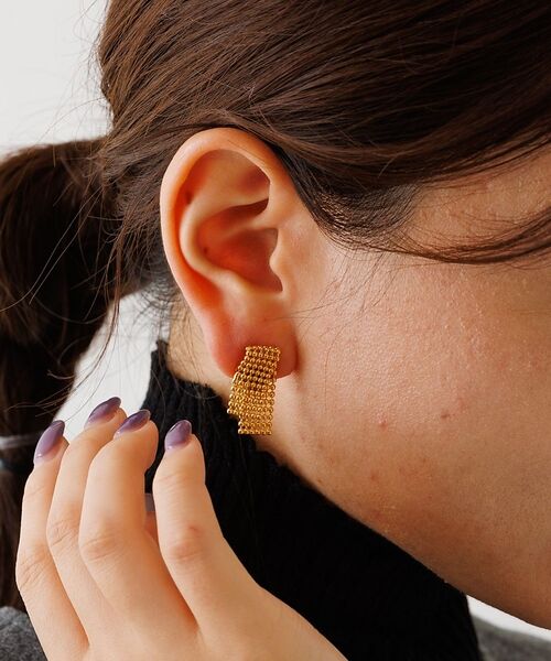 Rouge vif la cle / ルージュ・ヴィフ ラクレ ピアス・イヤリング | 【Caline Paris/カリーヌパリ】ゴールドメッシュピアス/両耳 | 詳細1