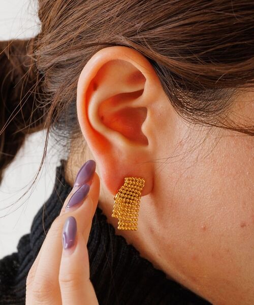 Rouge vif la cle / ルージュ・ヴィフ ラクレ ピアス・イヤリング | 【Caline Paris/カリーヌパリ】ゴールドメッシュピアス/両耳（ゴールド）