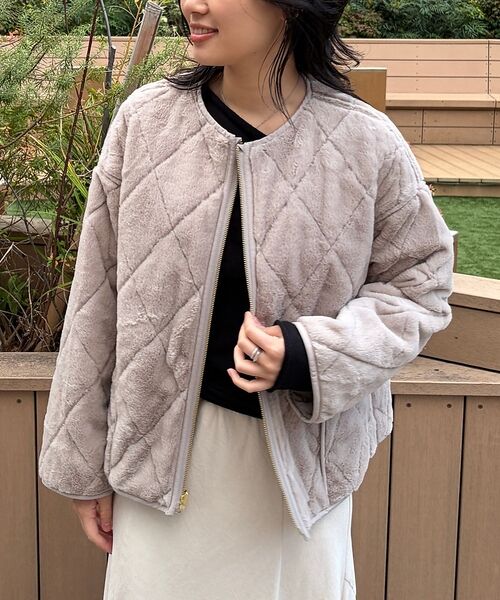 Rouge vif la cle / ルージュ・ヴィフ ラクレ ブルゾン | リバーシブルパネトレーションファーキルトブルゾン | 詳細4