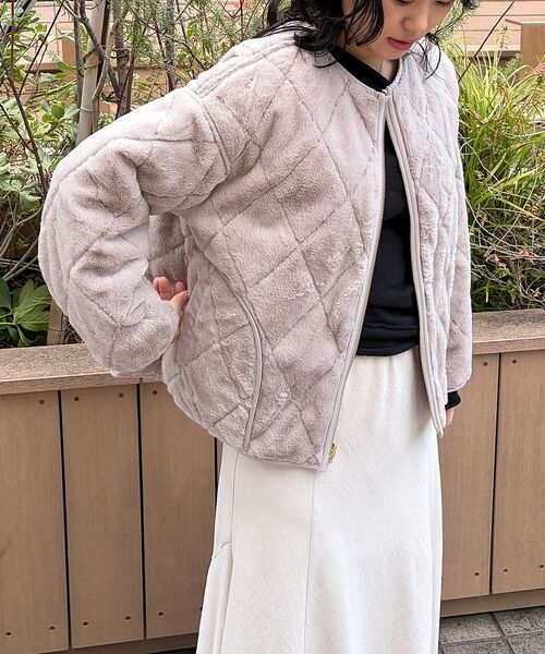 Rouge vif la cle / ルージュ・ヴィフ ラクレ ブルゾン | リバーシブルパネトレーションファーキルトブルゾン | 詳細5