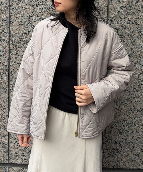 Rouge vif la cle / ルージュ・ヴィフ ラクレ ブルゾン | リバーシブルパネトレーションファーキルトブルゾン（グレージュ）