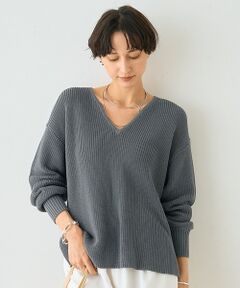 Rouge vif la cle / ルージュ・ヴィフ ラクレ ニット・セーター | 片畦ハートVネックコットンプルオーバーニット【予約】