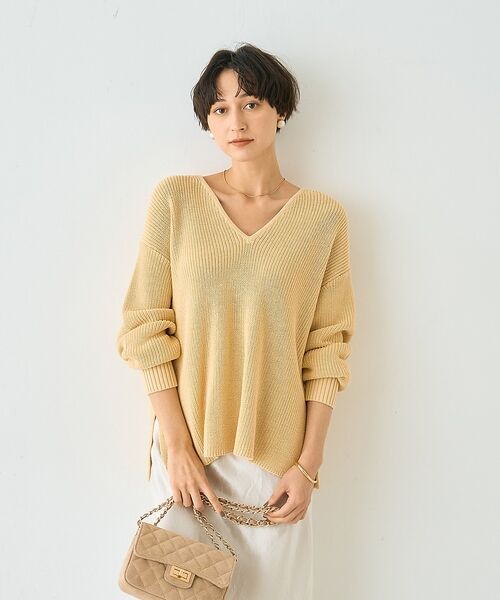 Rouge vif la cle / ルージュ・ヴィフ ラクレ ニット・セーター | 片畦ハートVネックコットンプルオーバーニット【予約】 | 詳細1