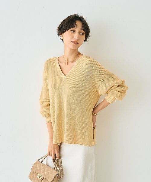 Rouge vif la cle / ルージュ・ヴィフ ラクレ ニット・セーター | 片畦ハートVネックコットンプルオーバーニット【予約】 | 詳細2