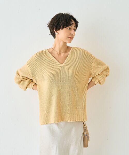 Rouge vif la cle / ルージュ・ヴィフ ラクレ ニット・セーター | 片畦ハートVネックコットンプルオーバーニット【予約】 | 詳細4