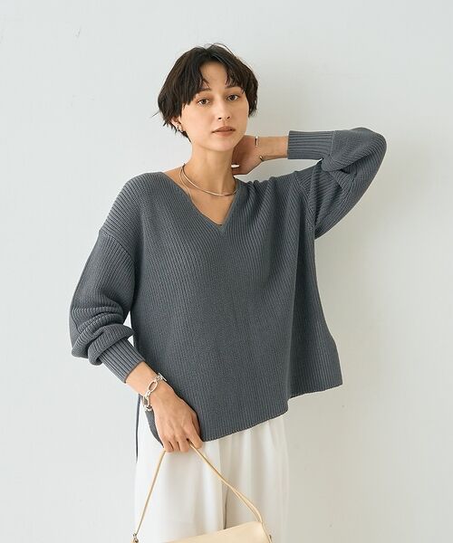 Rouge vif la cle / ルージュ・ヴィフ ラクレ ニット・セーター | 片畦ハートVネックコットンプルオーバーニット【予約】 | 詳細16